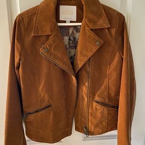 Anthropologie Brown faux leather moto jacket